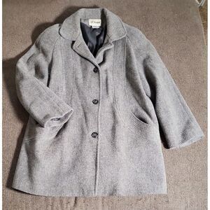 Liz Baker Essentials Wool Blend Overcoat 10 Gray Grey Solid Winter‎ Wear